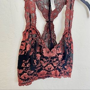 Free People Racerback Galloon Lace Bralette XS.  Rust and Navy/Indigo